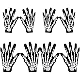 Pangda 4 Pairs Halloween Skeleton Gloves Skull Fancy Dress Accessory for Adult and Child Costume Gloves