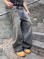 DFGIGT Mens Streetwear Hip Hop Baggy Jeans Wide Leg