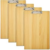 Extra Large Clipboard Pack - 4 Tabloid Clipboards, Extra Large 11.5 x 17.5 in Wooden Ledger - Solid Hardwood & Metal Low-Profile Clip with Hook for Classroom & Office Use