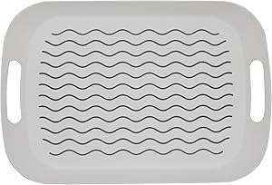 ChopMaster Large Rectangular Anti Slip Serving Tray with Handle (White)