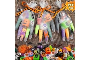 MOREDOTS Halloween Party Favors - 24 Pack (266PCS) Gloves Stuffed Toys Bulk, Non-Candy Halloween Treat Bag Fillers, for School Classroom Kids Toddlers Boys Girls Prizes Party Supplies