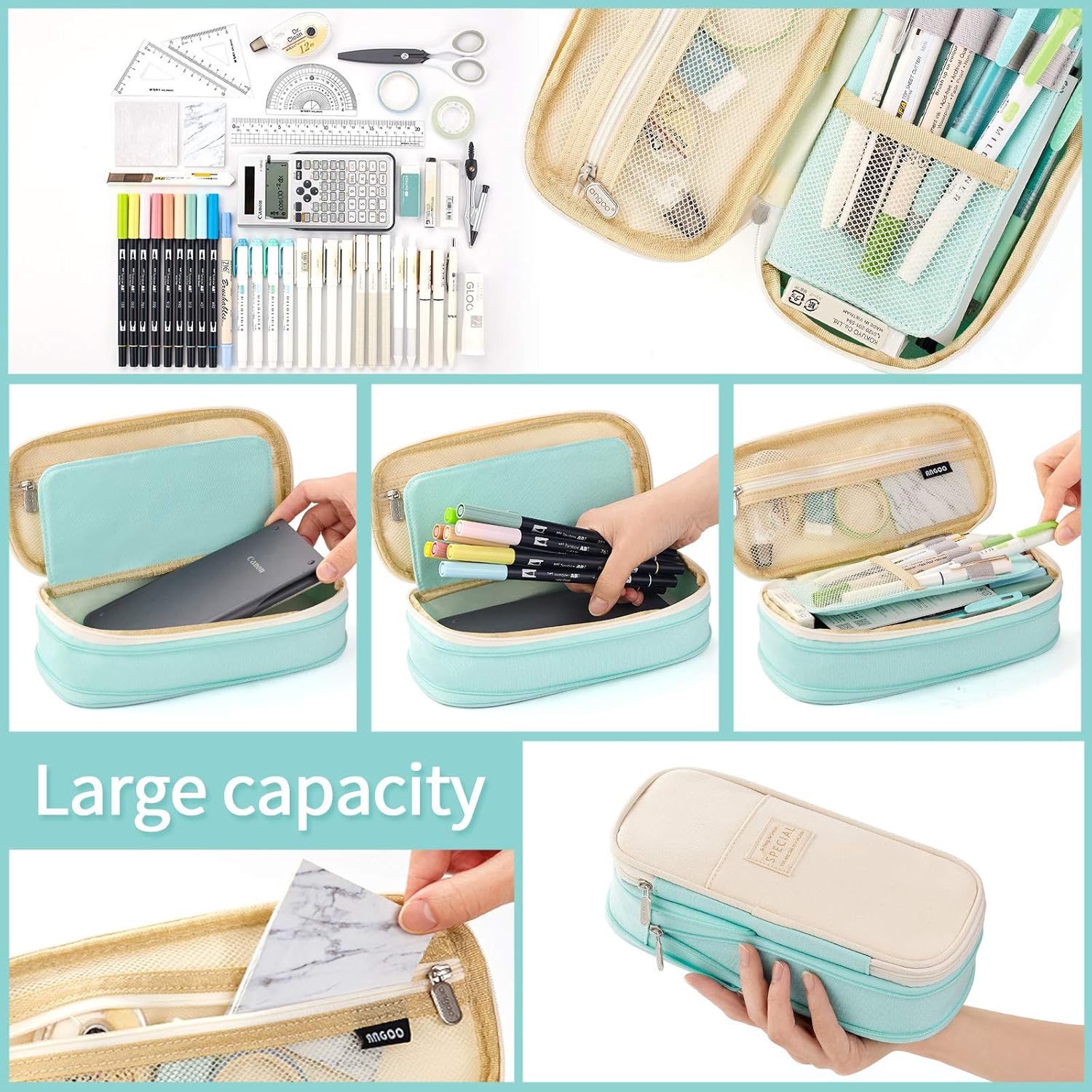 EASTHILL Pencil Case Big Pen Case Office College Large Storage Bag Pouch Holder Box Organizer for Student - Image 4