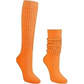 Auranso Slouch Socks Women Cotton Scrunch Knee High Long Knit Boot Socks 6-11