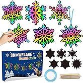 CY2SIDE 60PCS Snowflake Color Scratch Cards Gift Set for Kids DIY Winter Snowflake Hanging Scratch Cards for Kids Snowflake Magic Art Rainbow Color Craft Kit for Winter Christmas Party Favors