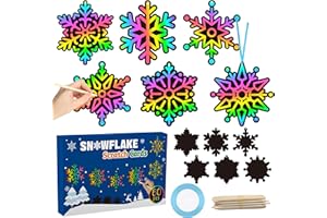 CY2SIDE 60PCS Snowflake Color Scratch Cards Gift Set for Kids DIY Winter Snowflake Hanging Scratch Cards for Kids Snowflake Magic Art Rainbow Color Craft Kit for Winter Christmas Party Favors