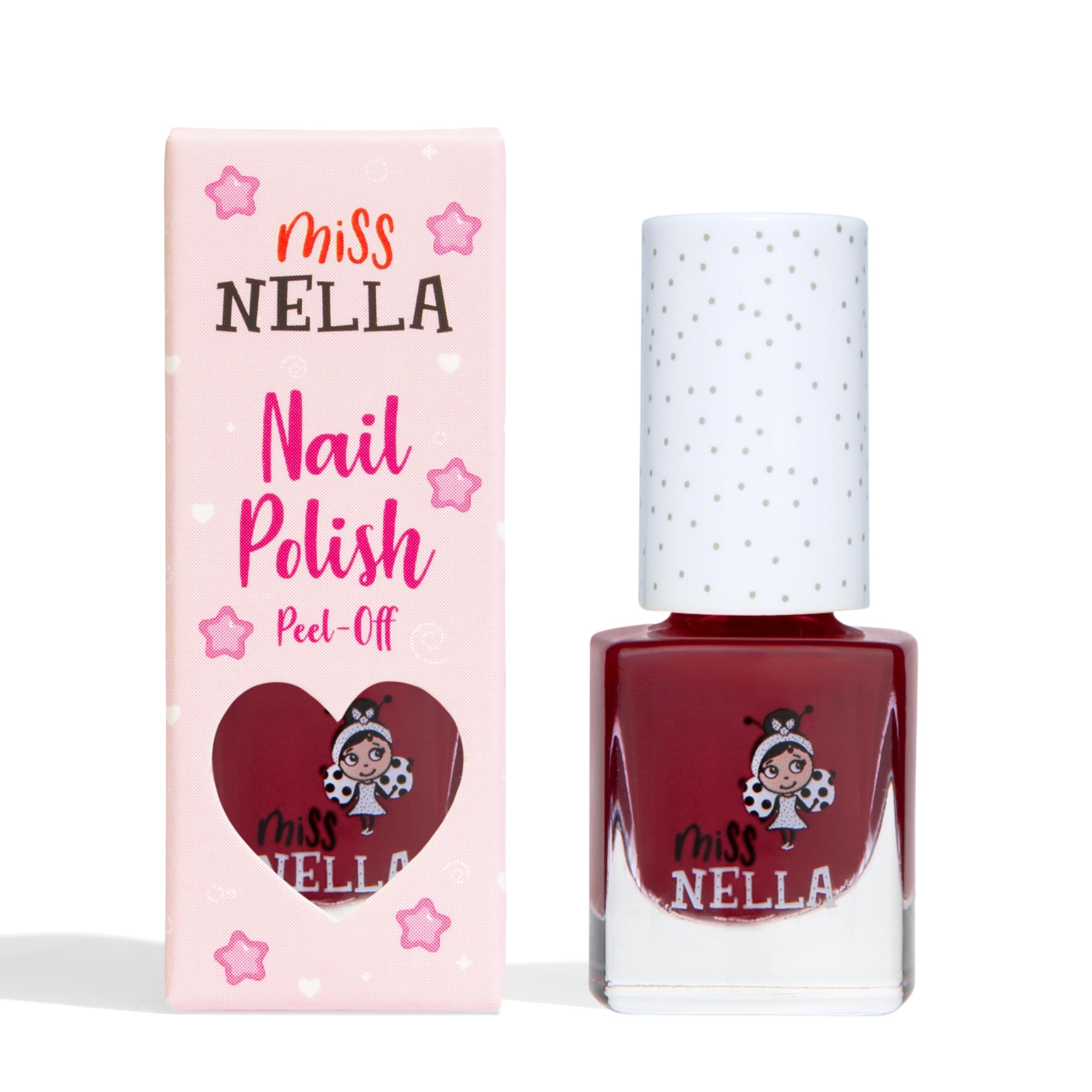 Miss Nella FAV TEACHER– Safe bordeaux Nail Polish for Kids, Non-Toxic & Odour Free Formula for Children and Toddlers, Natural Water Based for Easy Peel Off