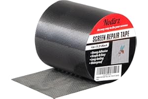 Nodirz Window Screen Repair Tape, Screen Rrepair Kit for Windows or Doors Screen Repair, Strong Adhesive Screen Patch Repair Kit Mesh Repair(4 in X 15 FT, Black)
