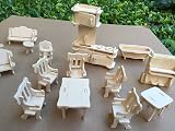 CUTEROOM Dollhouse Furniture Laser Cut 3D Puzzle 34 Pieces Kit view 8