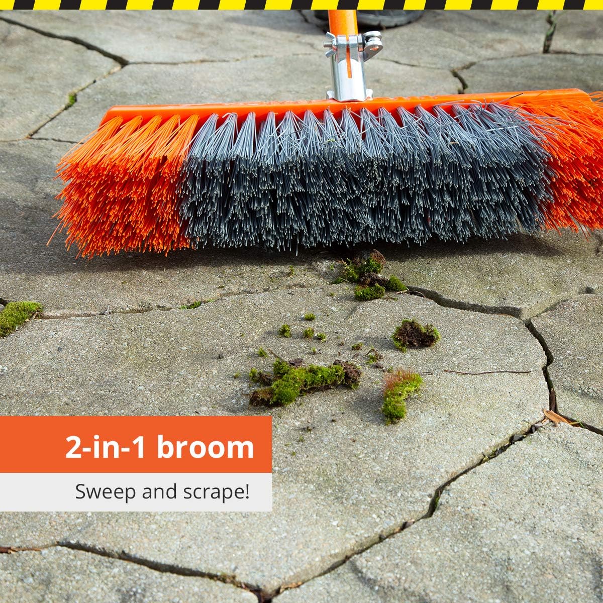 BLADE SWEEP - Push Broom Outdoor - Garage Broom - 18 inch Heavy Duty Broom - Industrial Broom - Fiberglass Broom with Stainless-Steel Scraper: Kitchen & Dining