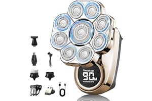 JAXIUK Head Shavers for Bald Men, 9D Floating Blade Heads, Intelligent LED Display IPX7 Waterproof Wet Dry Shaving, Rechargeable Cordless Razor