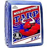 MVPNET 5x7Ft 5mil Waterproof Tarp, UV Resistant Blue Multipurpose Tarps