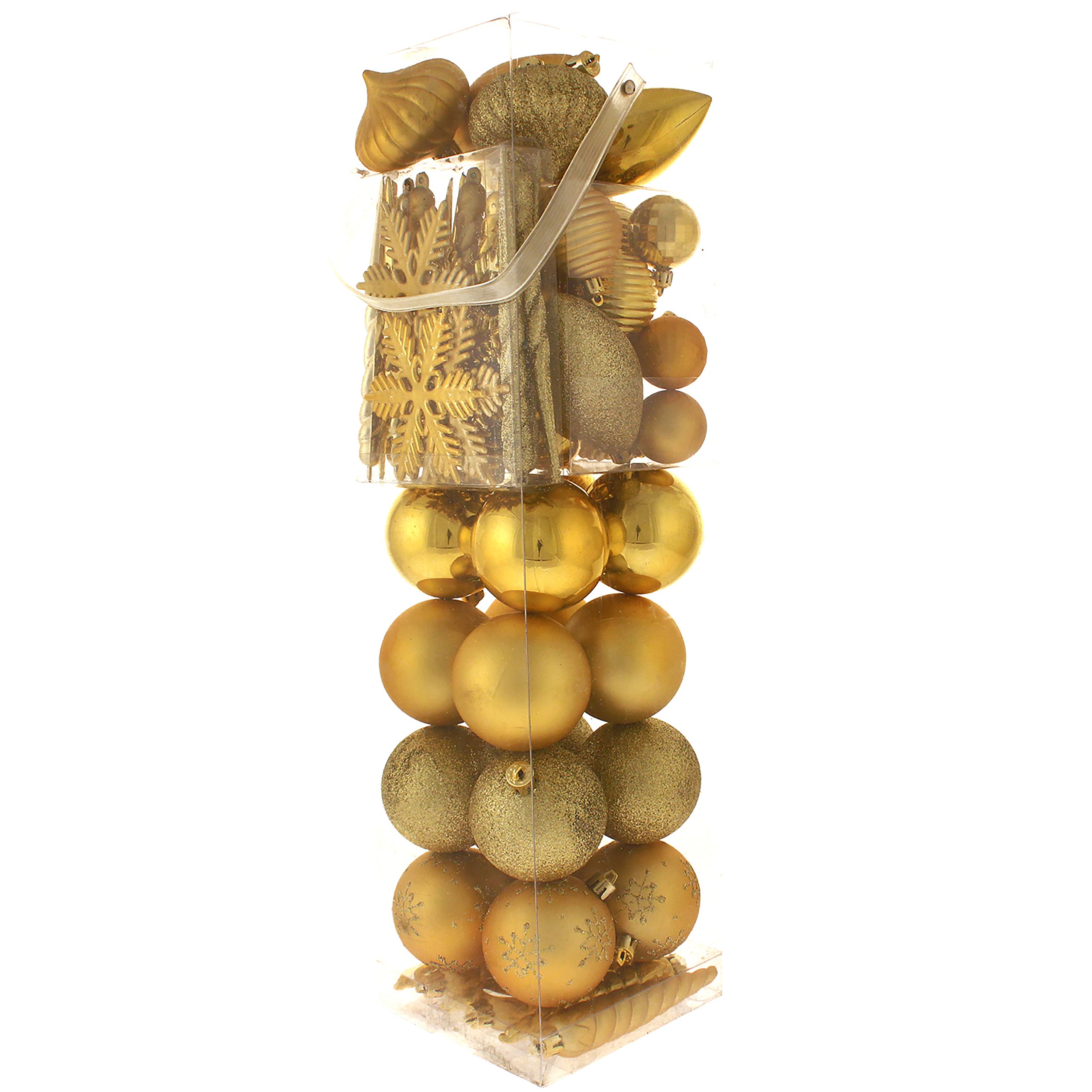 WeRChristmas Shatterproof Deluxe Variety Christmas Tree Baubles, 72-Piece - Gold