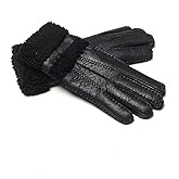 YISEVEN Women's Winter Sheepskin Shearling Leather Gloves Wool Lined Furry Cuffs