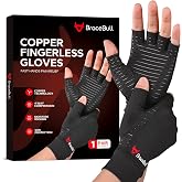 BraceBull Arthritis Gloves (1 Pair), Copper Infused Fingerless Compression Gloves, RSI and Relieve Hand Pain for Women &amp; Men