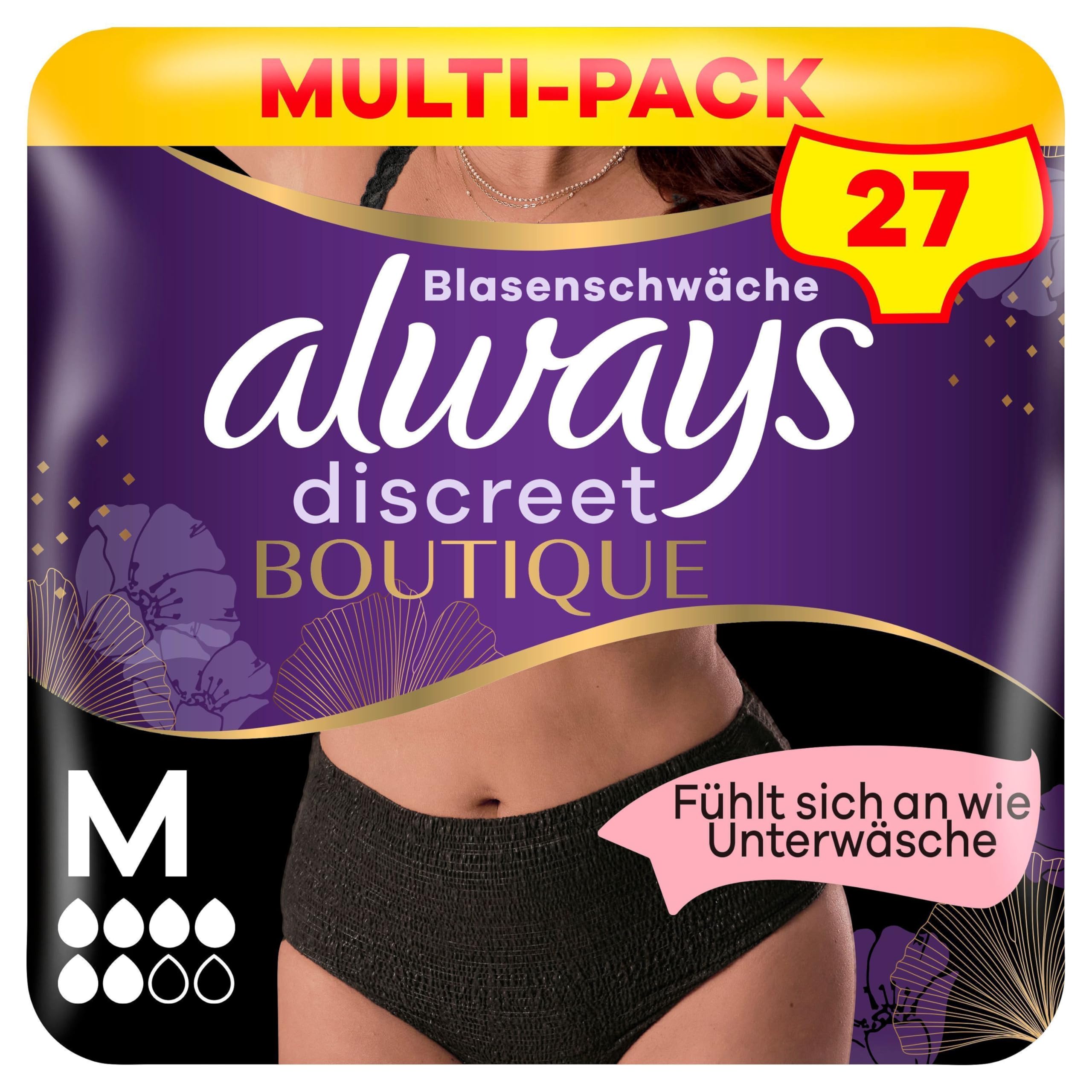 Always Discreet Boutique Underwear Incontinence Pants Plus M Black X 9, for Sensitive Bladder, Locks Away Odours, Wetness and Prevent Leaks — image 1