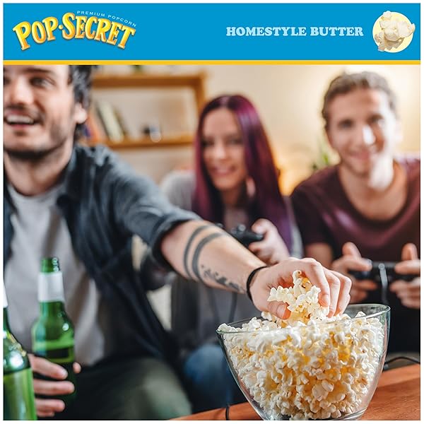 POP SECRET MICROWAVE POPCORN, HOMESTYLE BUTTER FLAVOR, 3.2 OZ SHARING BAGS, 6 COUNT (PACK OF 1)
