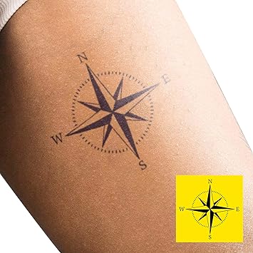 Amazon Com Compass Rose Semi Permanent Tattoo Kit 3x3 Includes Primer Wipe And Tattoo With For Now Ink Beauty