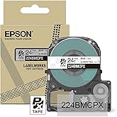 Epson LABELWORKS 224BMCPX Genuine PET (Polyester) Tape Cartridge - Black on Matte Clear Designer Craft Label Maker Tape - 1" (24MM) Wide, 26'