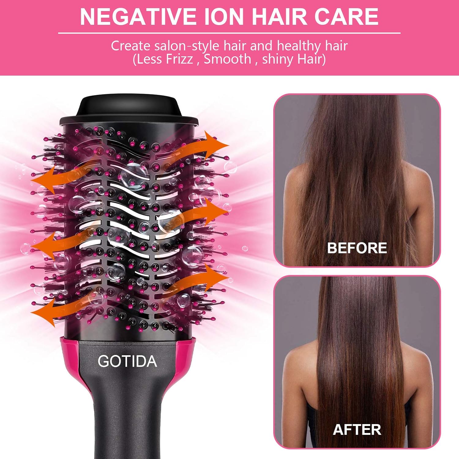 Hair Blow Dryer Brush One Step Hair Dryer and Styler Volumizer Dryers Hot Air Comb with Brush for Straightening Curling Salon Negative Ion Ceramic & All Hair Types + 2pcs Hair Clips (2021 Upgrade): Toys & Games
