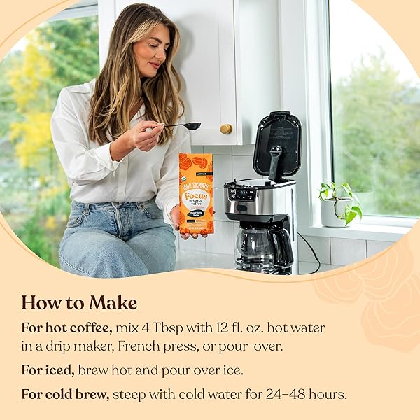 FOUR SIGMATIC FOCUS MUSHROOM COFFEE | ORGANIC GROUND COFFEE WITH LION’S MANE MUSHROOM AND CHAGA FOR BETTER FOCUS AND IMMUNE SUPPORT | 12OZ BAG