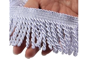 HedongHexi Curtain Fringes Bullion Fringe Trim 5/10 Yard x 2.5 Inches Fabric Trims Sewing DIY Decoration for Curtain Sofa Clothes (white, 5yard)