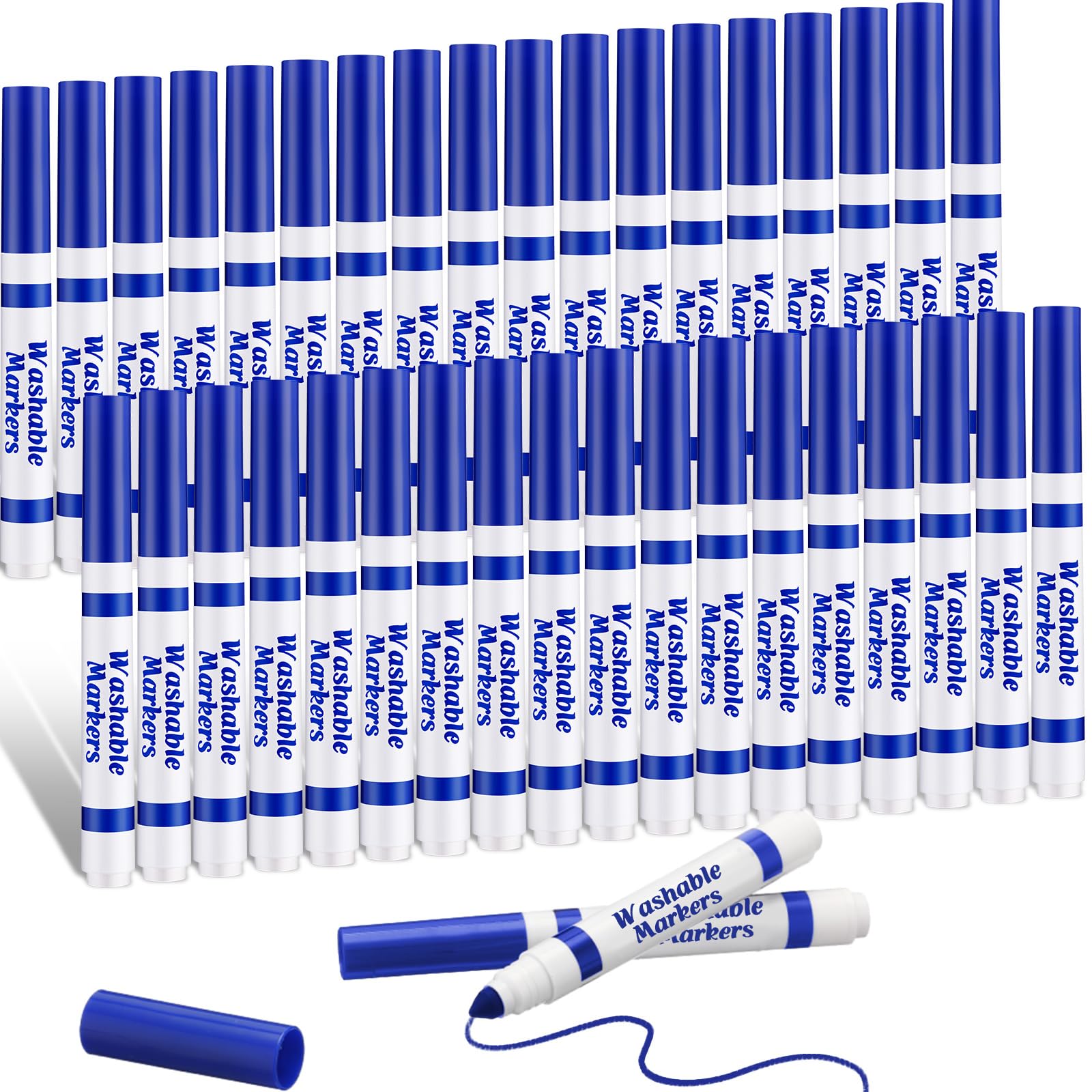 Photo 1 of Janlaugh 36 Pcs Blue Washable Markers Bulk Coloring Broad Line Markers for Kids Blue Conical Tip drawing pen for School Supplies, travel Art baby shower gender reveal party Supplies, Ages 6+