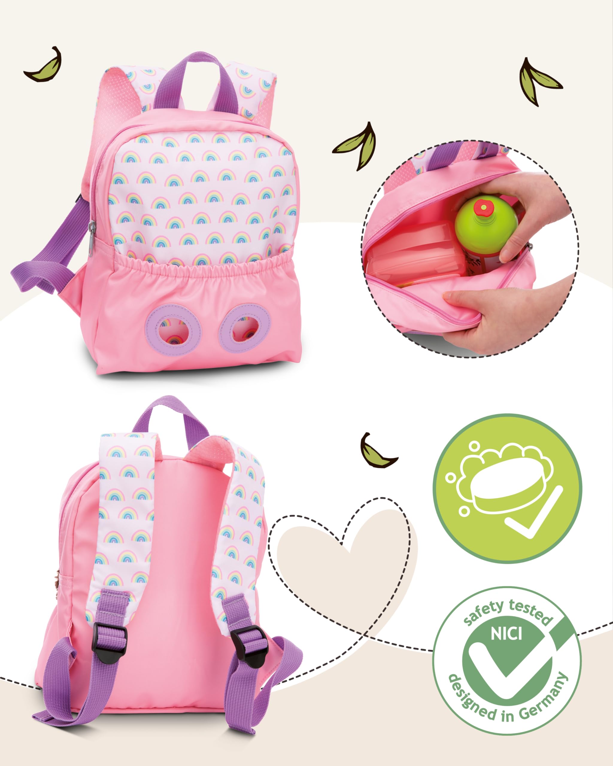 NICI Kinderrucksack rosa 2 in 1 mit Kuscheltier Koala 25cm - Kindergartenrucksack Mädchen & Jungen - Weicher Rückenbereich & verstellbare Gurte - 49841 3