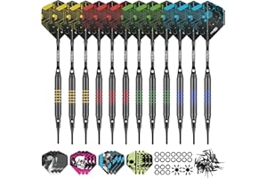 CyeeLife Soft Tip Darts Set - 12 Pack Professional Darts with 4 Colored Barrels, 24 Dart Flights, 50 Extra 2BA Tips for Elect