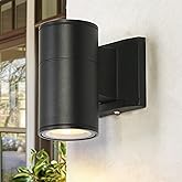 KSANA Outdoor Wall Light, Modern Black Cylinder Wall Sconce with Glass Cover, Farmhouse Water-Resistant Aluminum Exterior Dow