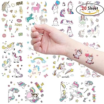 German Trendseller 12 X Tatouages Temporaires De Licornes