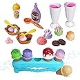 Kidzlane 34 Piece Ice Cream Play Set - Color Changing Scoops and Toppings - Fun Toddler Pretend Play Toy for Kids - Includes Cones, Cups, and Accessories for Ages 3 and Up