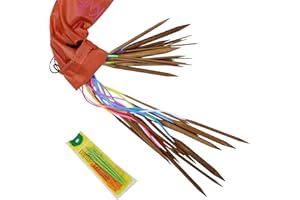 KnitPal 60 Inch (150cm) Bamboo Circular Knitting Needles Set - 16 Pairs, Sizes: US 0-17 (2mm-12mm) - Circular Knitting Needles with Pouch & eBook - Free Patterns