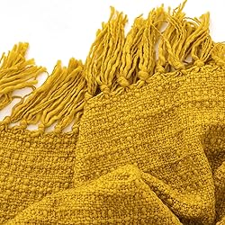 PANDATEX Thick Chunky Yellow Knitted Throw Blanket