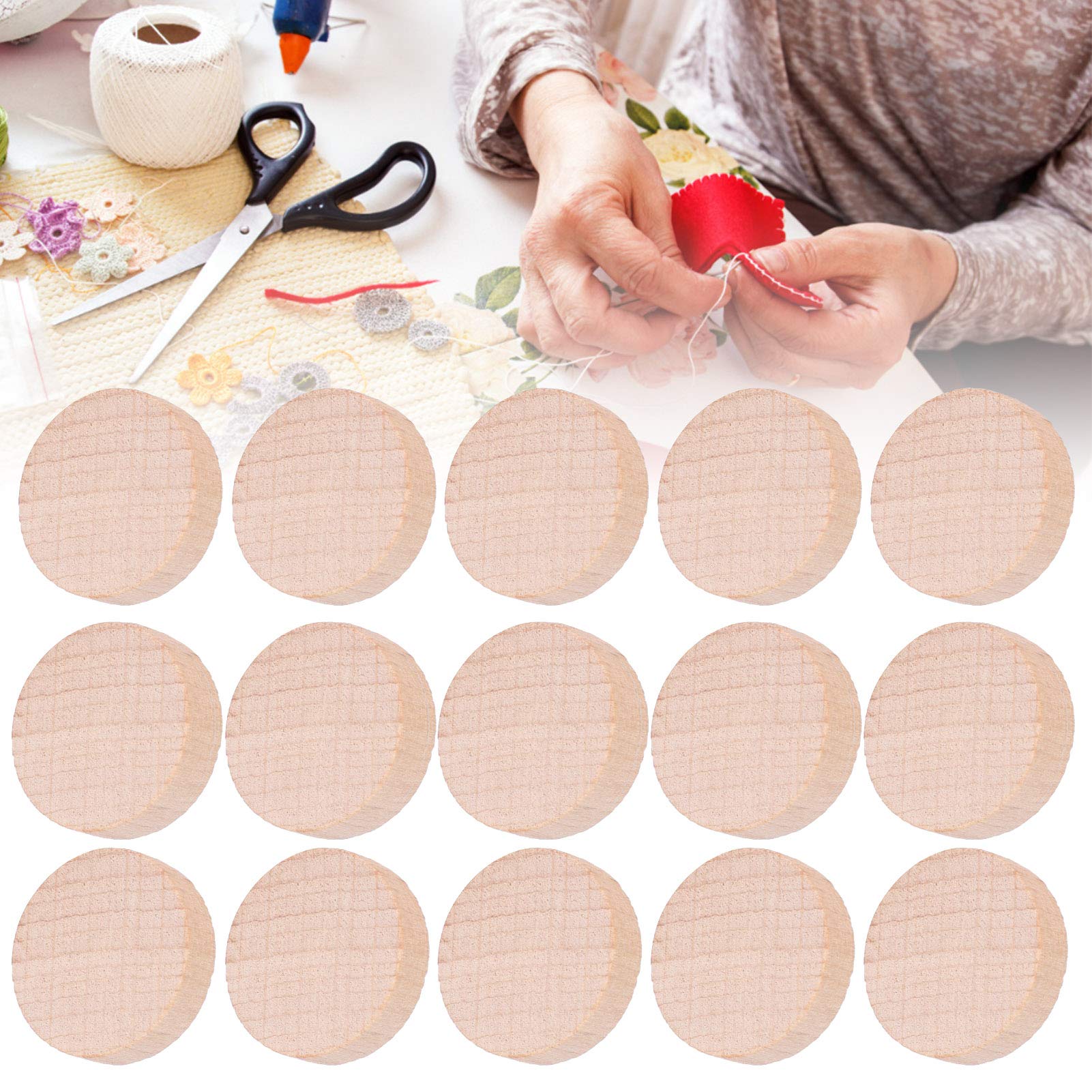 300Pcs Small Wood Slices 1-2cm Beech Unfinished Craft Wood Slice Wooden Circles for DIY Crafts Christmas Decorations Ornaments(2cm)