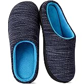 RockDove Womens Birdseye Knit Memory Foam Slippers Two Tone Slip On Open Back Breathable Waffle Upper Non Slip Rubber Sole Gift Idea