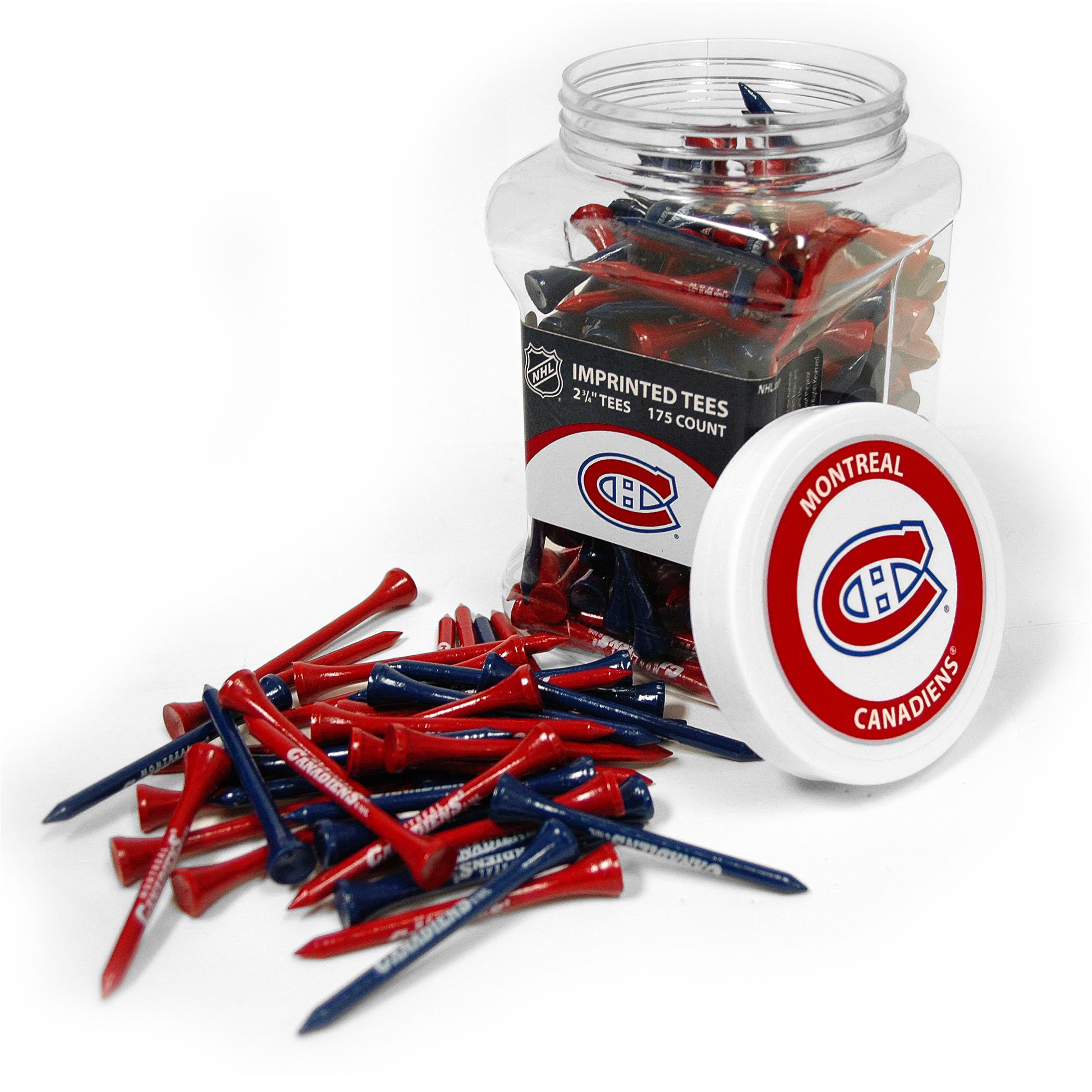 Team Golf NHL Montreal Canadiens Jar Of 175 Golf Tees 2-3/4" Golf Tees, 175 Pack, Regulation Size, Multi Team Colors