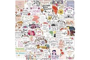 UAITODEE Teacher Stickers,Inspired Flowers Stickers Water Bottle Laptop Scrapbooking Decals Teacher Gifts