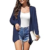 VIISHOW Womens Open Front Cardigan Sweater Long Sleeve Loose Fit Soft Crochet Knit Hollow Out Sweater Lightweight Cardigans