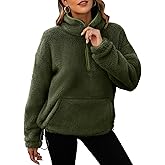 Neineiwu Womens Half Zip Fleece Pullover Fuzzy Oversized Sweatshirts Sherpa Polar Long Sleeve Hoodies With Pockets