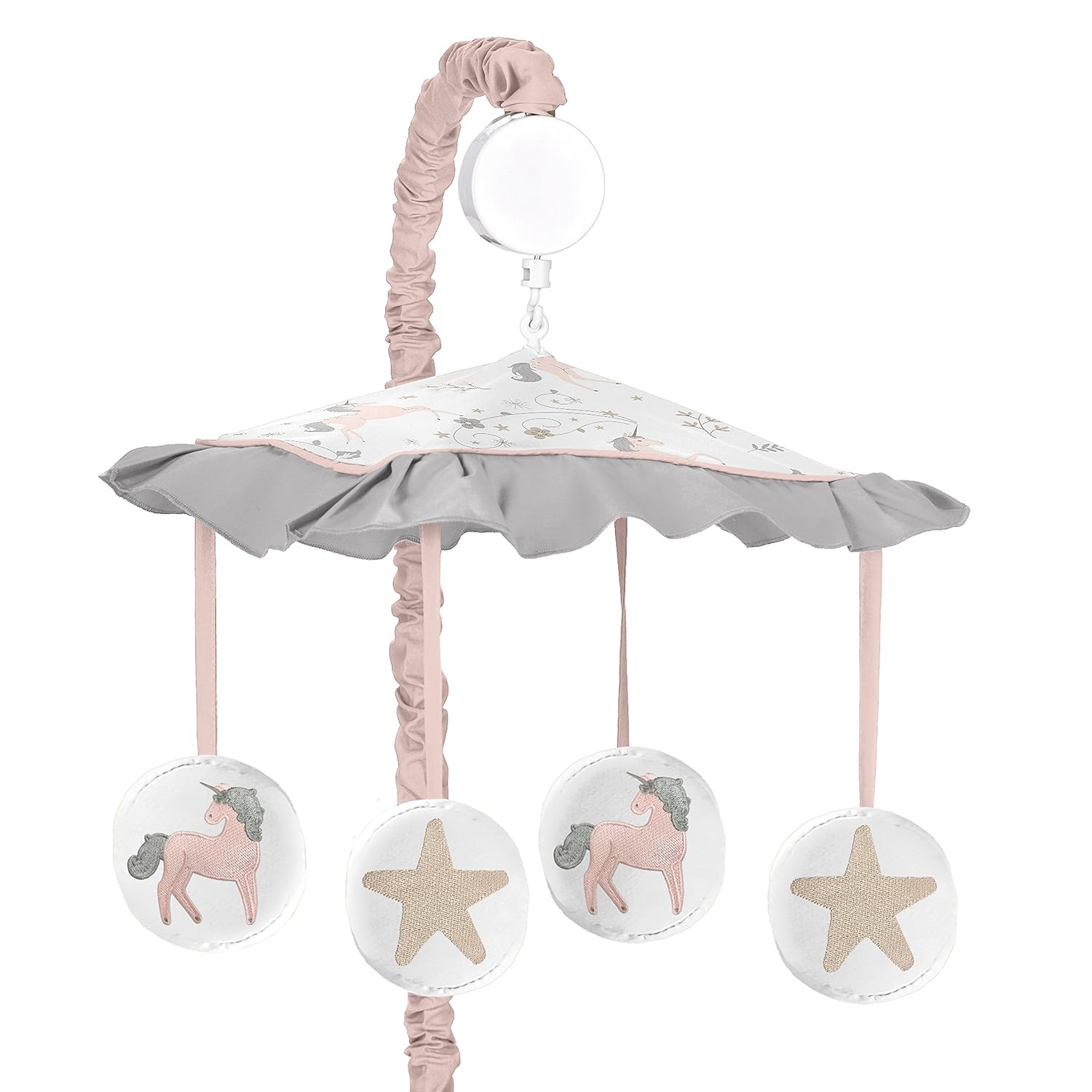 Amazon Com Pink Grey And Gold Musical Baby Crib Mobile For