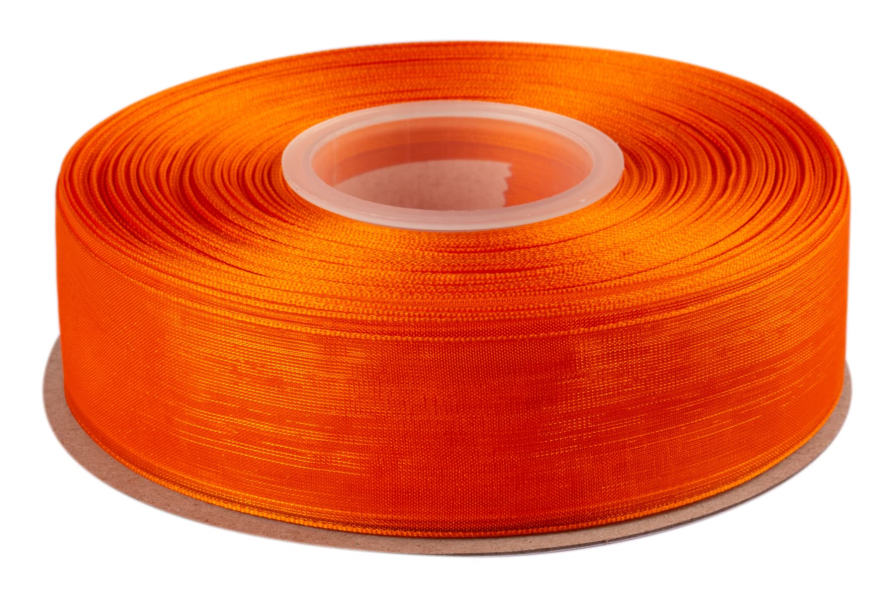 Ribbonitlux 25mm Sheer Organza Ribbon, Torrid Orange Shimmer Chiffon Ribbon 45M-Roll, Ideal for Wedding Events Christmas Decaration Making Floral Bouquets DIY Crafts