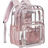 PACKISM Clear Backpack for School - 17 inch Large Heavy Duty Bookbag, Reinforced See Through PVC Transparent Backpack