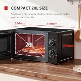 Toshiba Black Mirror Front Microwave 20L 700W 5 Power Levels UK 35min view 3
