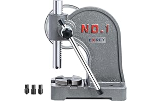 CXRCY Arbor Press 1 Ton Round Ram with Hand Wheel, Cast Iron Upgraded Manual Arbor Press, 5.5" Maximum Height, Desktop Arbor Press, Metal Punch Press Machine for Stamping Bending Forming Stretching