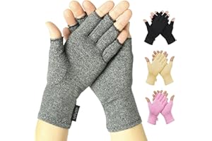 Vive Arthritis Gloves - Men, Women Rheumatoid Compression Hand Glove for Osteoarthritis- Arthritic Joint Pain Relief - Carpal Tunnel Wrist Support - Open Finger, Fingerless Thumb for Computer Typing