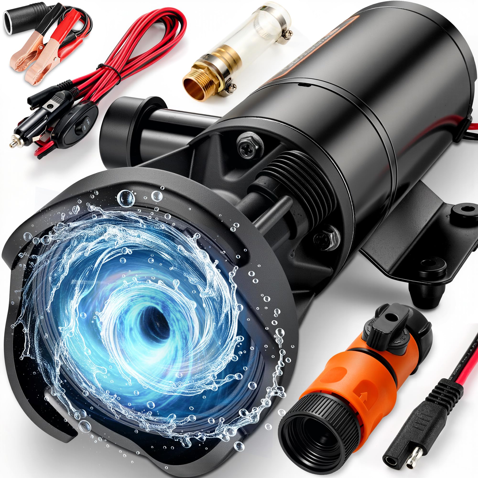 Photo 1 of 12V RV Portable Macerator Waste Pump for Sewage, 12GPM Suction 3.2 feet Lift 10 feet, Complete RV Macerator Pump Kit for Right Out of Box