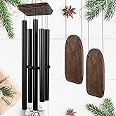 48" Large Wind Chimes for Outside Deep Tone, Wood Wind Chimes Outdoor Clearance, Memorial Gifts for Mother's Day and Christmas, Outdoor Decor for Garden, Patio, Yard(Big Wind Chime, Black)