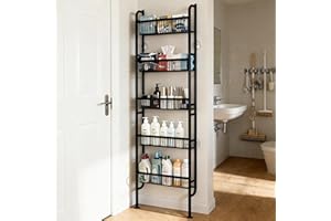 ORMEO HOME Behind The Door Narrow Bookshelves Pantry Spice Rack 5-Tier Slim Metal Space-Saving Organizer for Bathroom Closet 