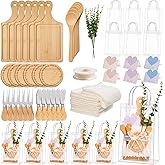Baby Shower Prizes for Game Winners，6 Sets Bamboo Cheese Board Gift Sets（12.9 x 5.6 in） - 61 PCS Party Favors with Thank You Card for Guests, Wedding Bridal Shower Gifts, Housewarming Party Favors.