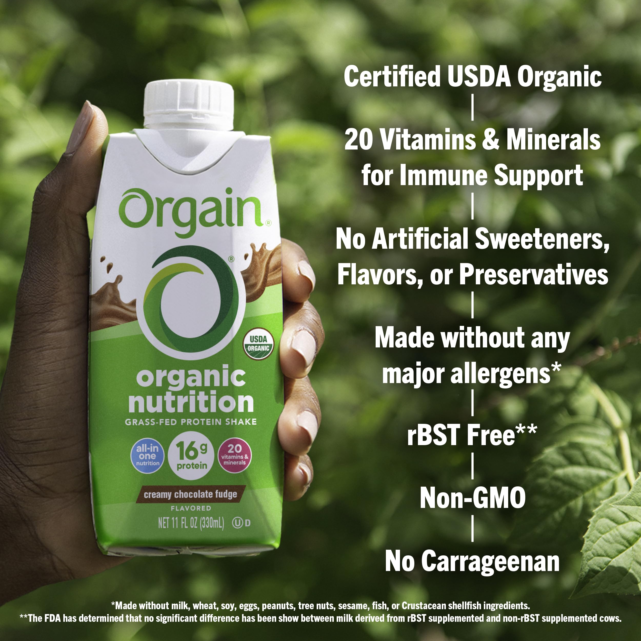 Orgain Organic Nutritional Protein Shake, Creamy Chocolate Fudge 16g Grass Fed Whey Protein